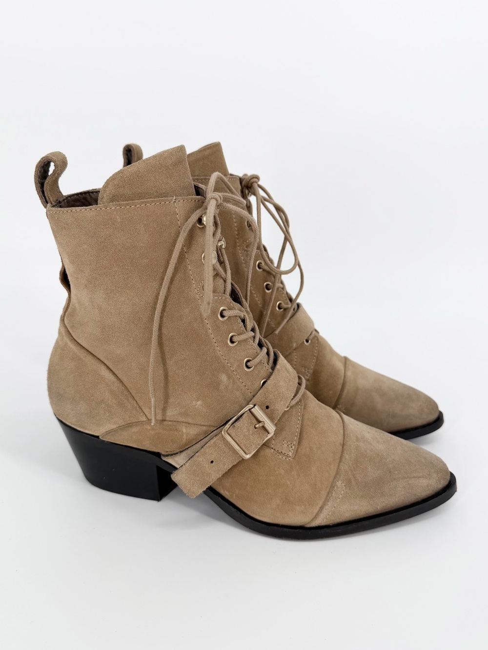 ALLSAINTS Katy Boots in Desert Sand Suede